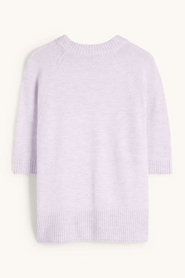 Femmes - Pull en maille - manches courtes - violet clair