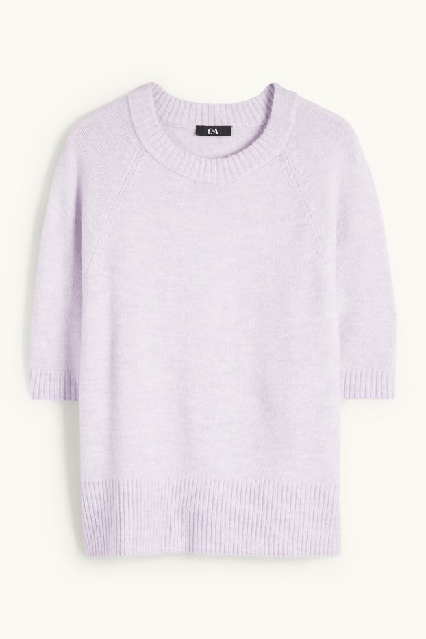 Femmes - Pull en maille - manches courtes - violet clair