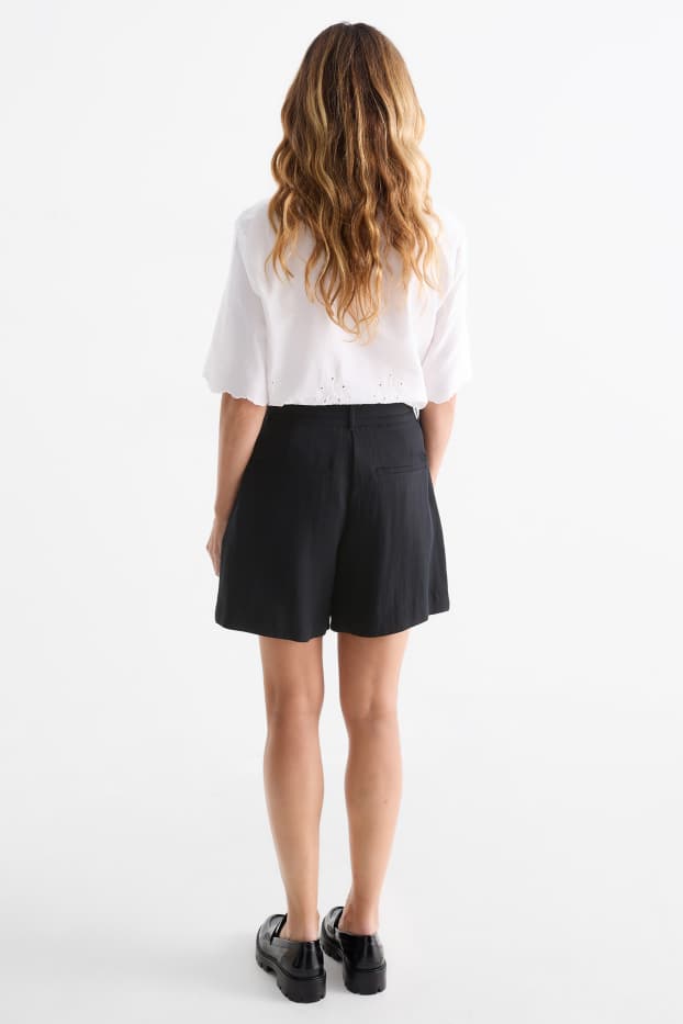 Donna - Shorts con cintura - vita alta - nero