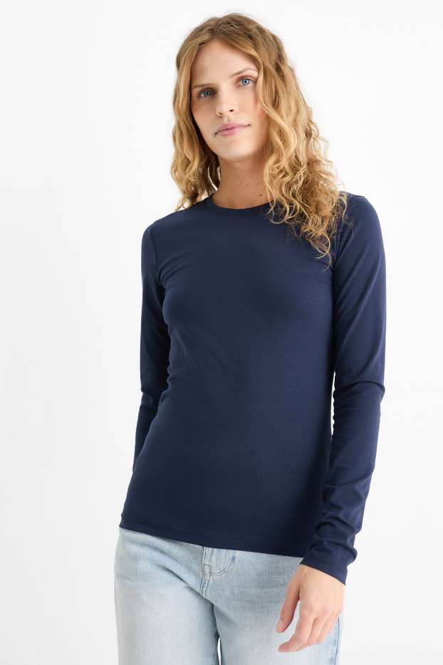 Damen - Langarmshirt - Slim Fit - dunkelblau