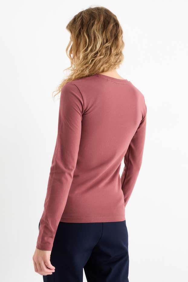 Damen - Langarmshirt - Slim Fit - bordeaux
