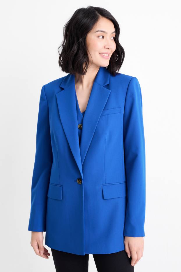 Women - Oversized long blazer - dark blue