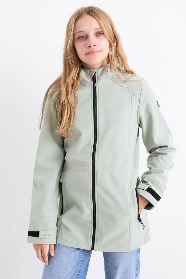 Bambine - Giacca softshell con cappuccio - impermeabile - grigio
