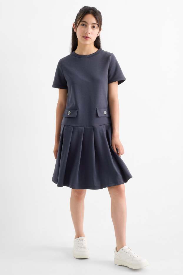 Children Girls - Dress - dark blue