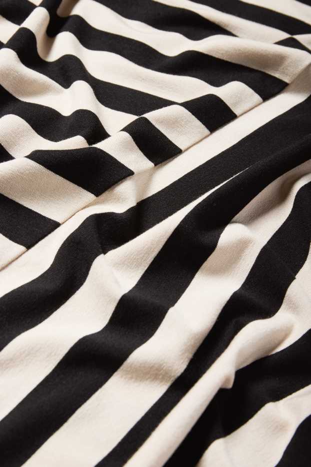 Women - Long sleeve top - striped - black / beige