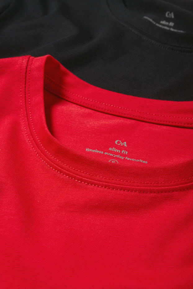 Femmes - Lot de 2 - hauts à manches longues - noir / rouge