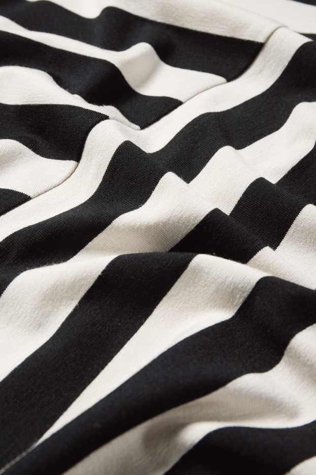 Women - Long sleeve top - striped - black / beige