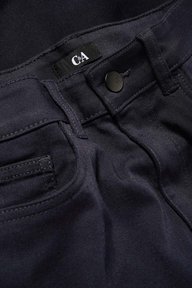 Femmes - Pantalon en toile - high waist - slim fit - bleu foncé