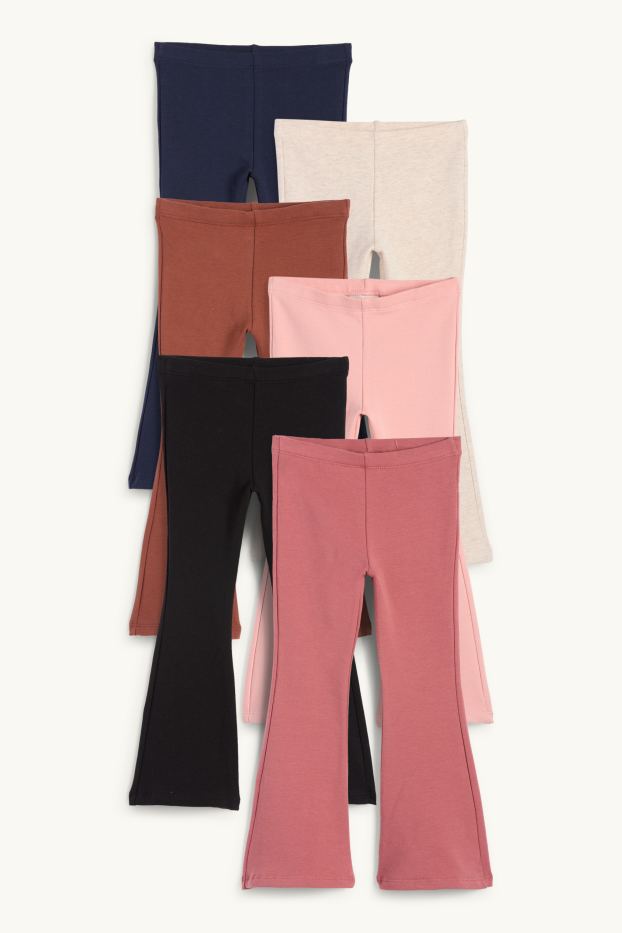 Children Girls - Multipack of 6 - flared thermal leggings - dark rose
