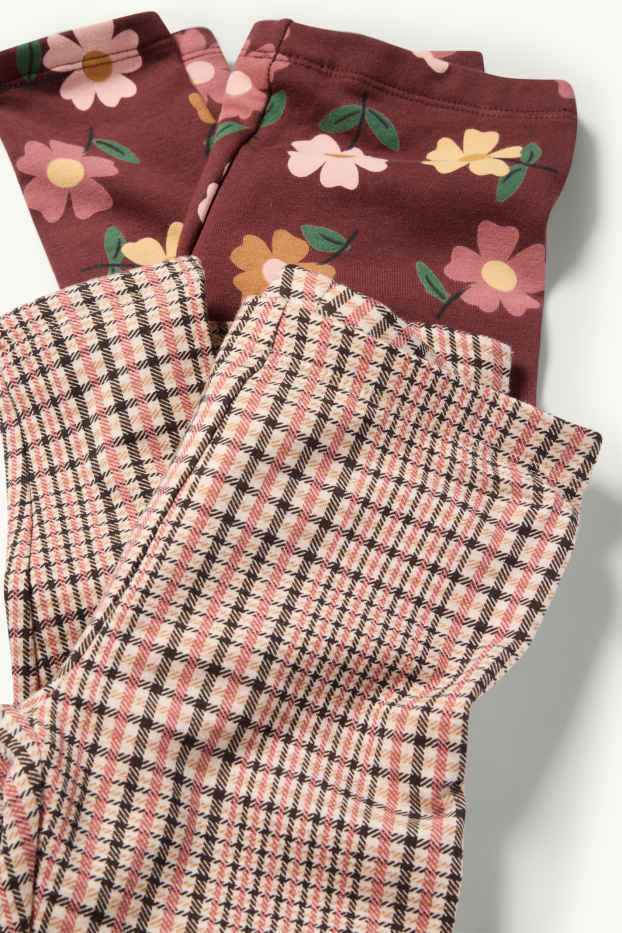 Enfants filles - Lot de 2 - leggings chauds - rose