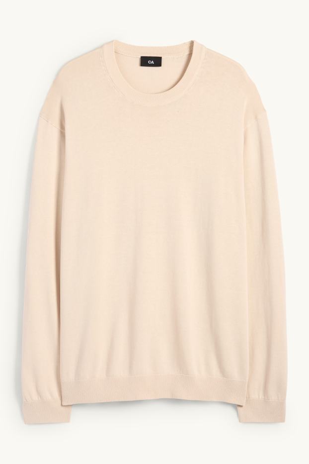 Herren - Feinstrick-Pullover - hellbeige