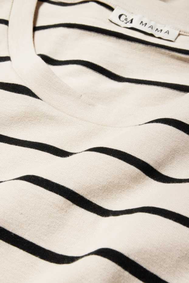 Women - Maternity long sleeve top - striped - light beige