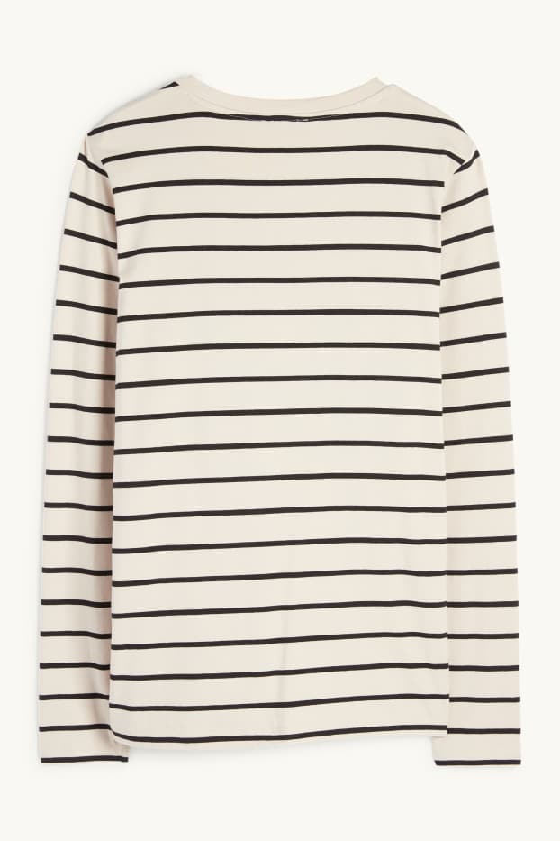 Women - Maternity long sleeve top - striped - light beige