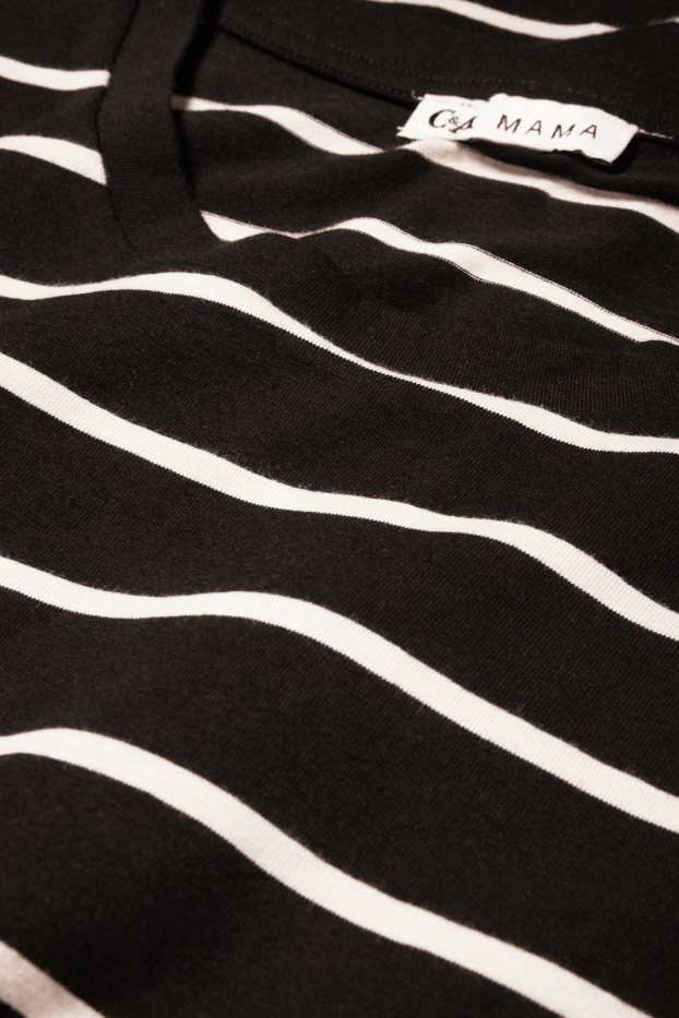 Women - Maternity long sleeve top - striped - black