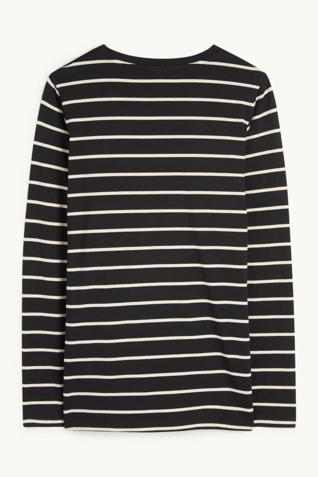 Women - Maternity long sleeve top - striped - black