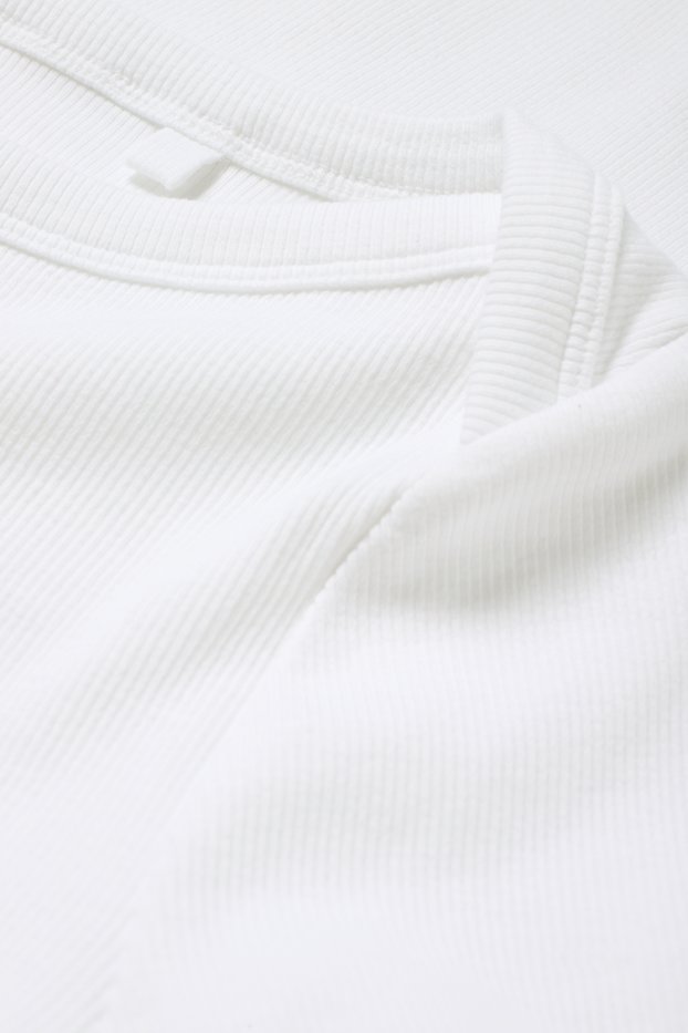 Dona - Samarreta de mànigues llargues - slim fit - acanalada - blanc