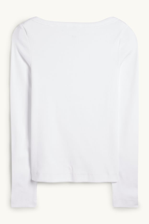 Dona - Samarreta de mànigues llargues - slim fit - acanalada - blanc