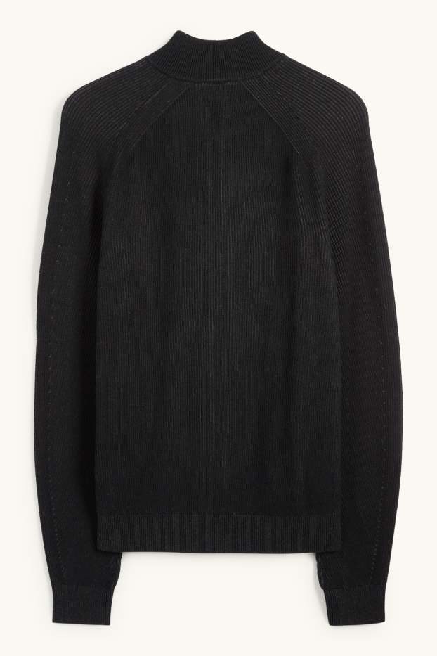 Home - Jaqueta de punt - acanalada - negre