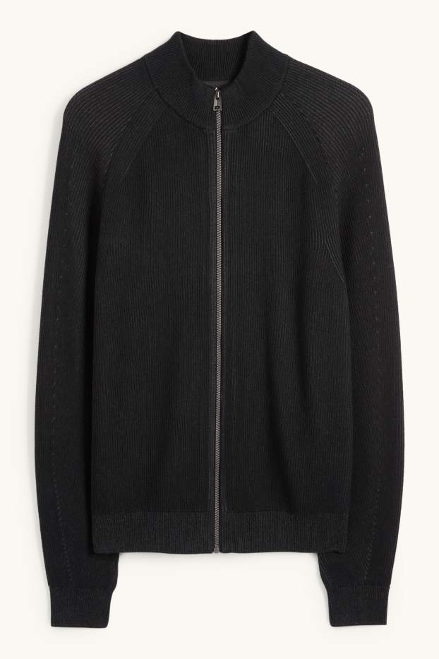 Home - Jaqueta de punt - acanalada - negre