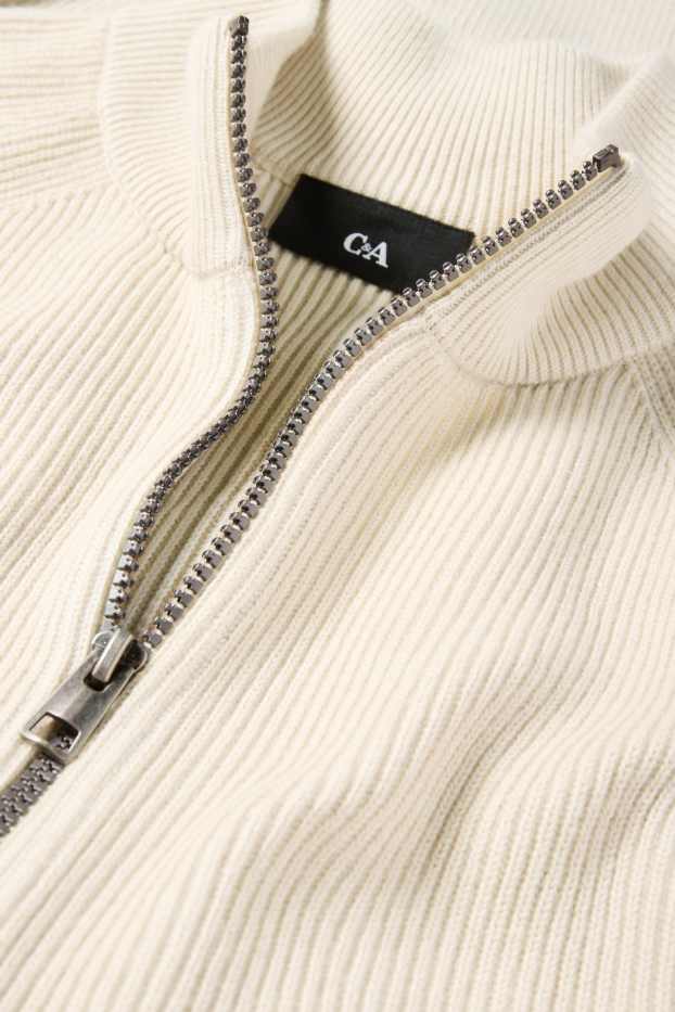 Hommes - Gilet en maille - finition côtelée - beige clair