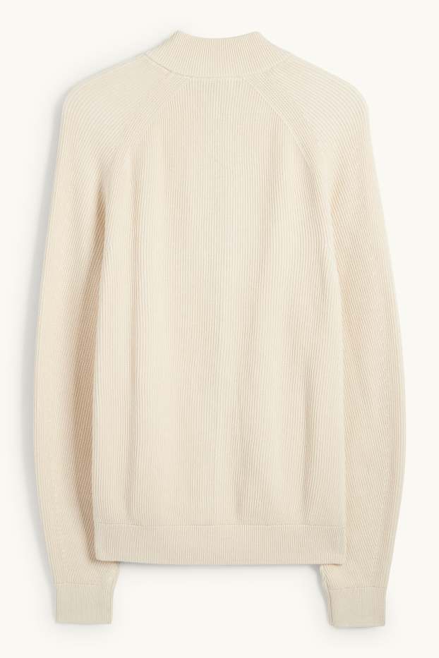 Hommes - Gilet en maille - finition côtelée - beige clair