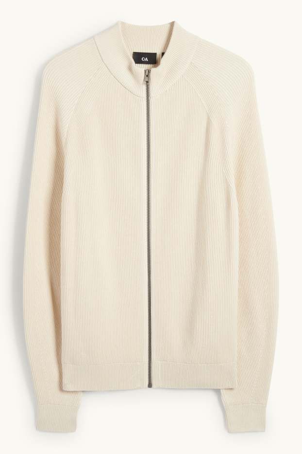 Hommes - Gilet en maille - finition côtelée - beige clair