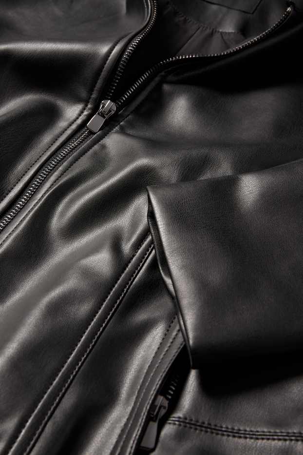 Damen - Jacke - Lederimitat - schwarz