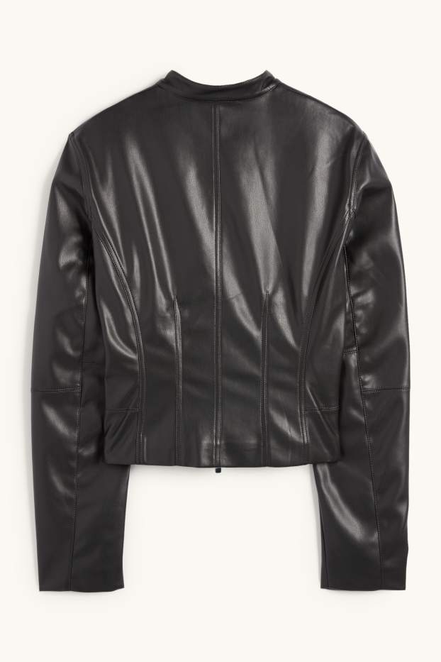 Damen - Jacke - Lederimitat - schwarz