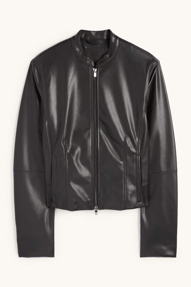 Damen - Jacke - Lederimitat - schwarz