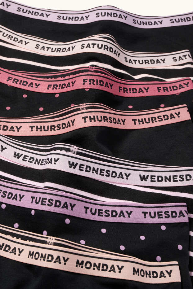 Enfants filles - Lot de 7 - jours de la semaine - caleçons - noir