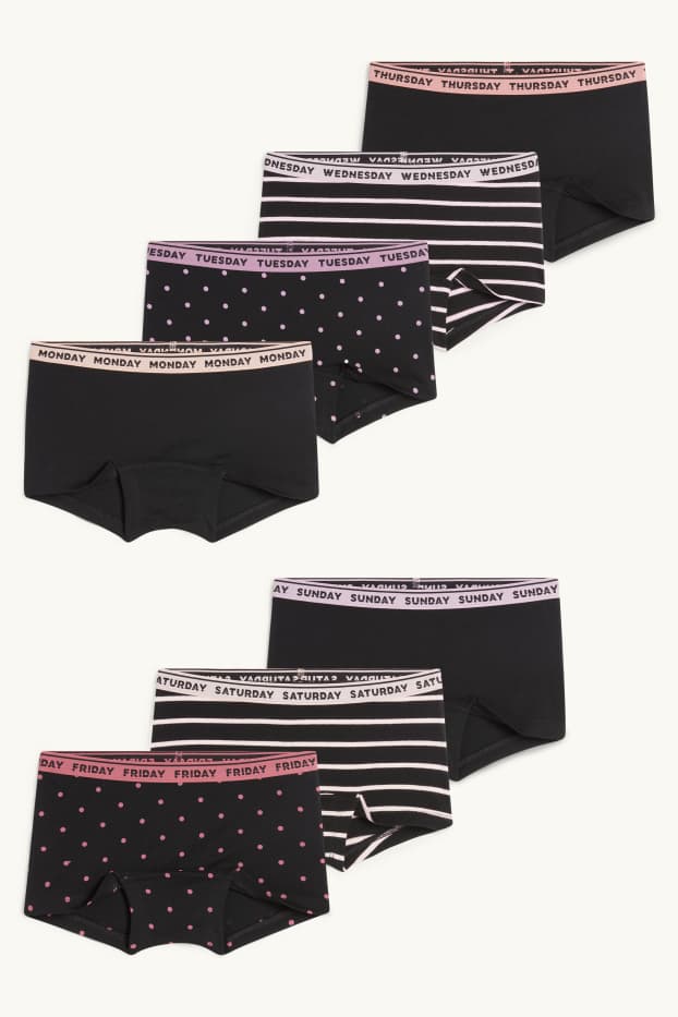 Enfants filles - Lot de 7 - jours de la semaine - caleçons - noir