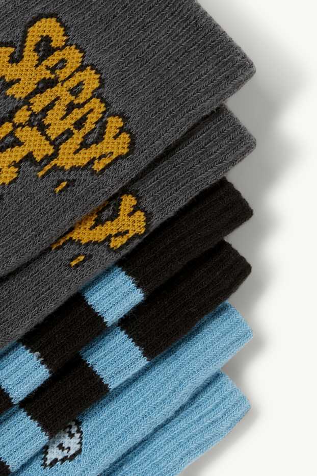 Children Boys - Multipack of 3 - graffiti - tennis socks with motif - turquoise