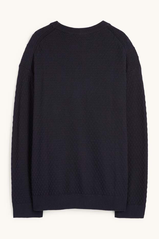 Herren - Pullover - strukturiert - dunkelblau