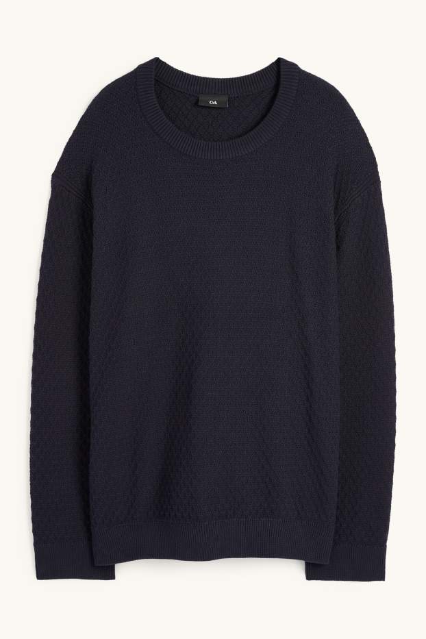 Herren - Pullover - strukturiert - dunkelblau