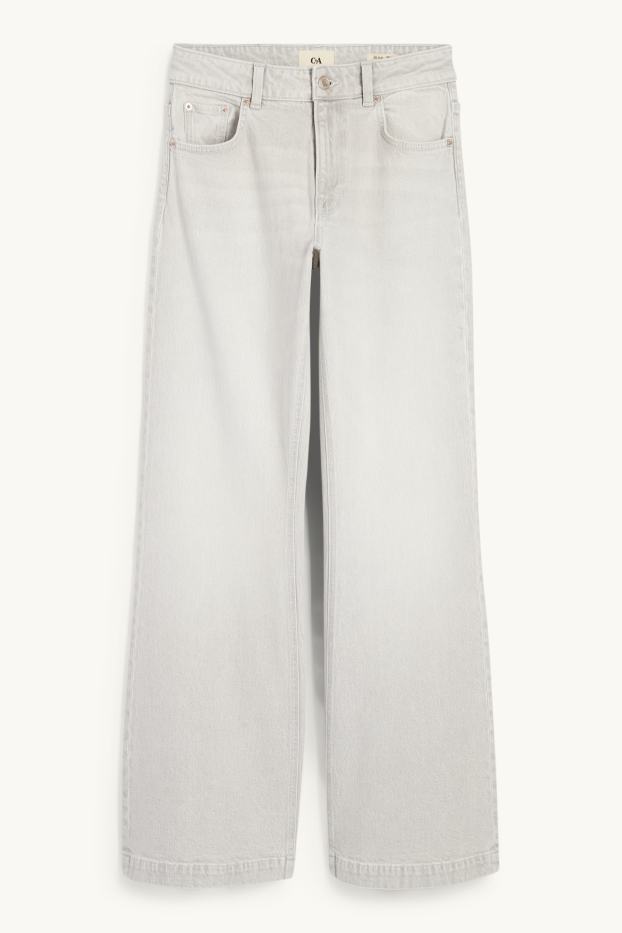 Damen - Loose Flared Jeans - Mid Waist - helljeansgrau