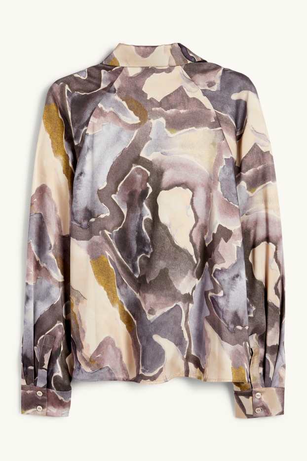 Donna - Blusa in raso - fantasia - beige