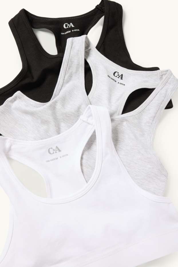 Kinderen: meisjes - Set van 3 - bustier - licht grijs-mix