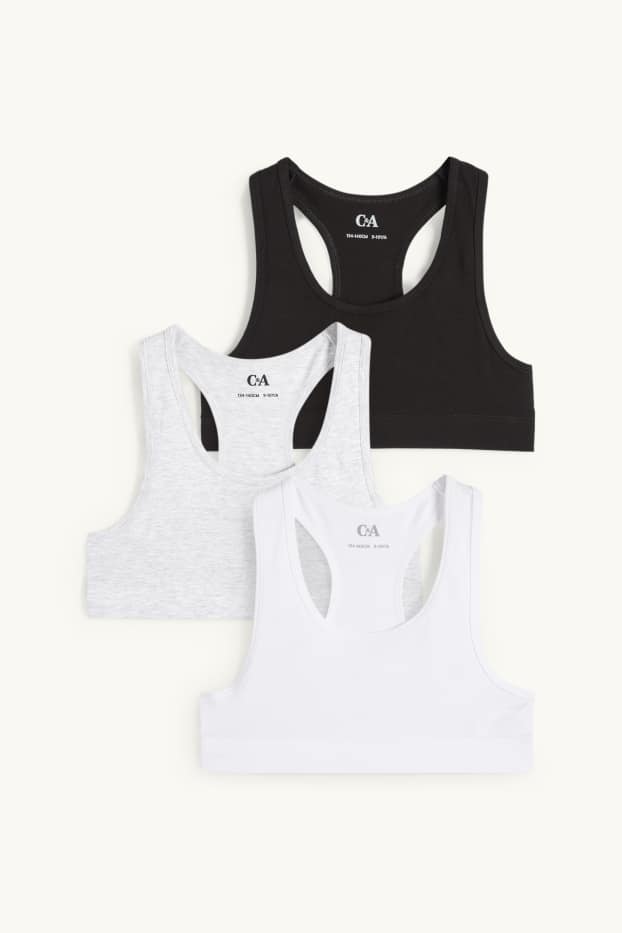 Kinderen: meisjes - Set van 3 - bustier - licht grijs-mix