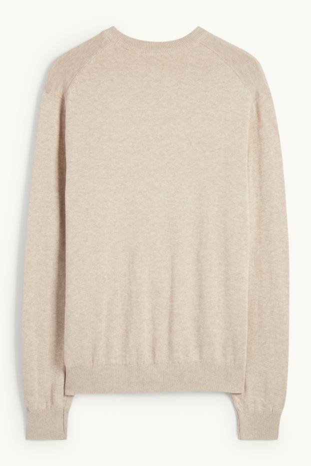 Men - Fine knit jumper - light beige