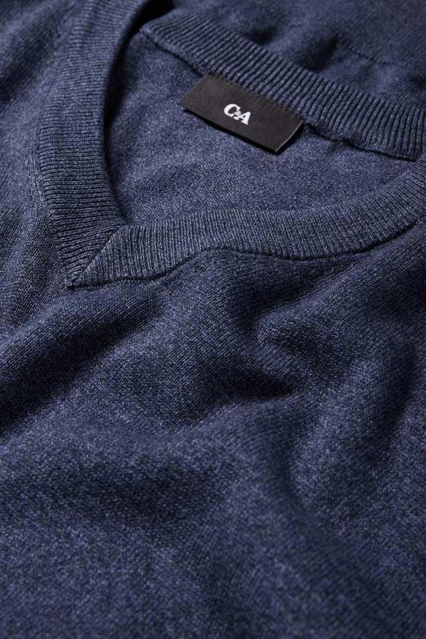 Men - Fine knit jumper - dark blue