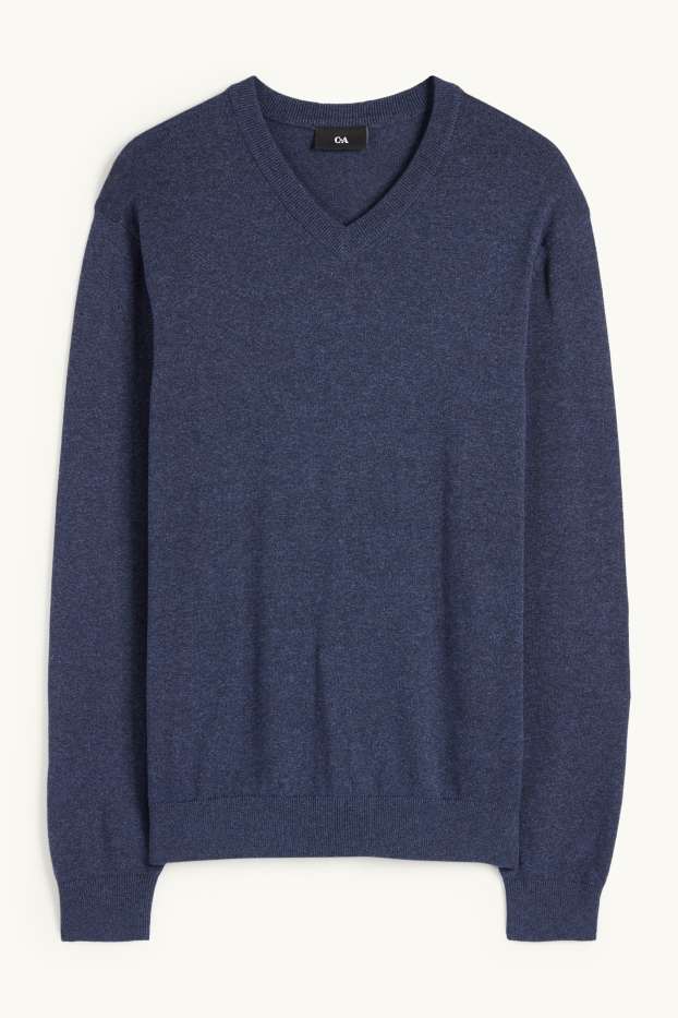 Men - Fine knit jumper - dark blue