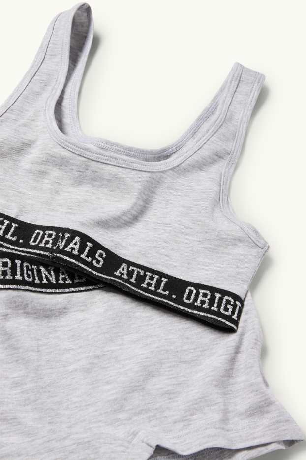 Kinder Mädchen - Set - Bustier und Boxershorts - 2 teilig - hellgrau-melange