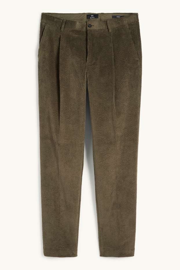 Bărbați - Pantaloni modulari din catifea - regular fit - stretch - verde închis