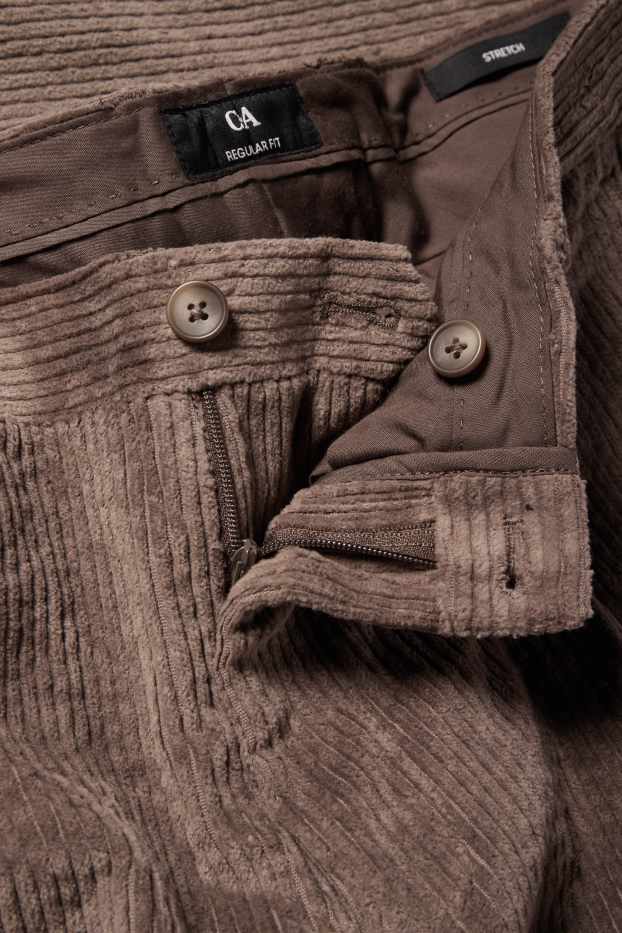 Bărbați - Pantaloni modulari din catifea - regular fit - stretch - maro