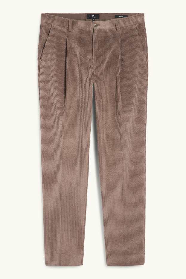 Bărbați - Pantaloni modulari din catifea - regular fit - stretch - maro