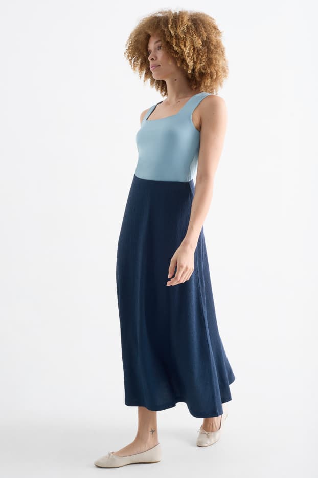 Femmes - Jupe - finition texturée - bleu foncé