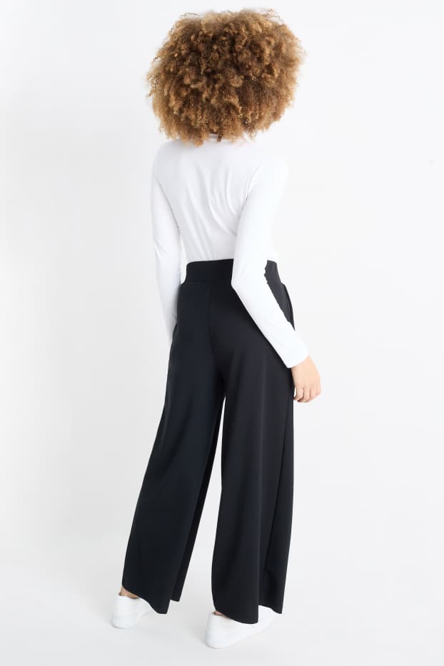Femmes - Pantalon en jersey - mid waist - palazzo - noir
