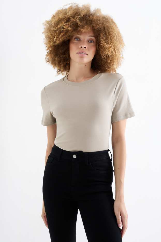 Damen - T-Shirt - Slim Fit - grau