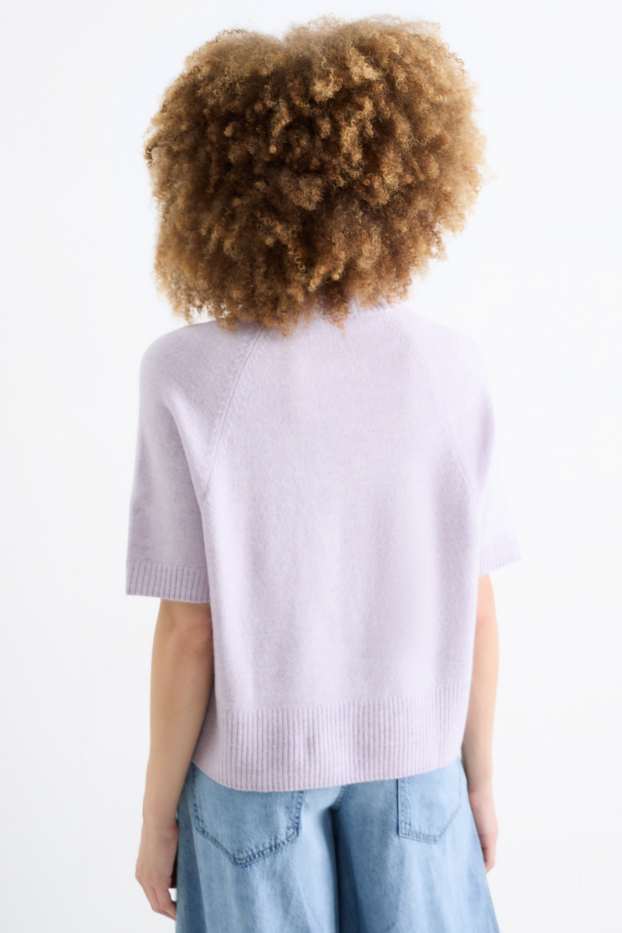 Femmes - Pull en maille - manches courtes - violet clair