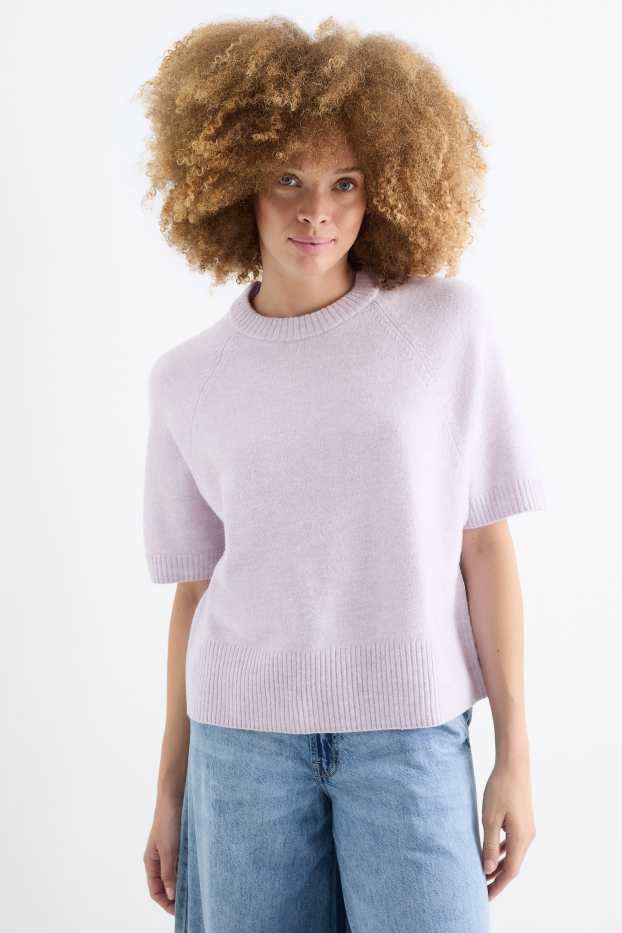 Femmes - Pull en maille - manches courtes - violet clair